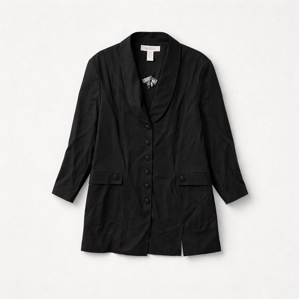 Roaman’s Size 32W Polyester Black Button Down Dress Jacket